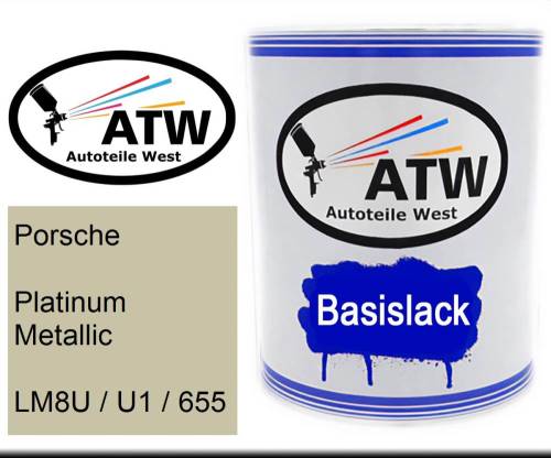 Porsche, Platinum Metallic, LM8U / U1 / 655: 1L Lackdose, von ATW Autoteile West.